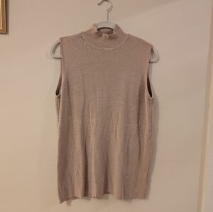 Additions by Chico's Sleeveless Mock Neck Shell Top Size 3 - Beige Rayon Knit